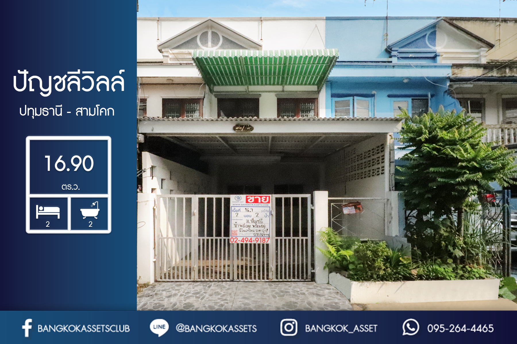 ทาวน เฮ าส ม อสอง พร อมอย ใจกลางปท มฯ ม ป ญชล ว ลล ปท มธาน สามโคก เน อท 16 9 ตร ว ฟ งก ช น 2 ห องนอน 2 ห องน ำ บนทำเลต ดถนนใหญ ใกล ห างสรร